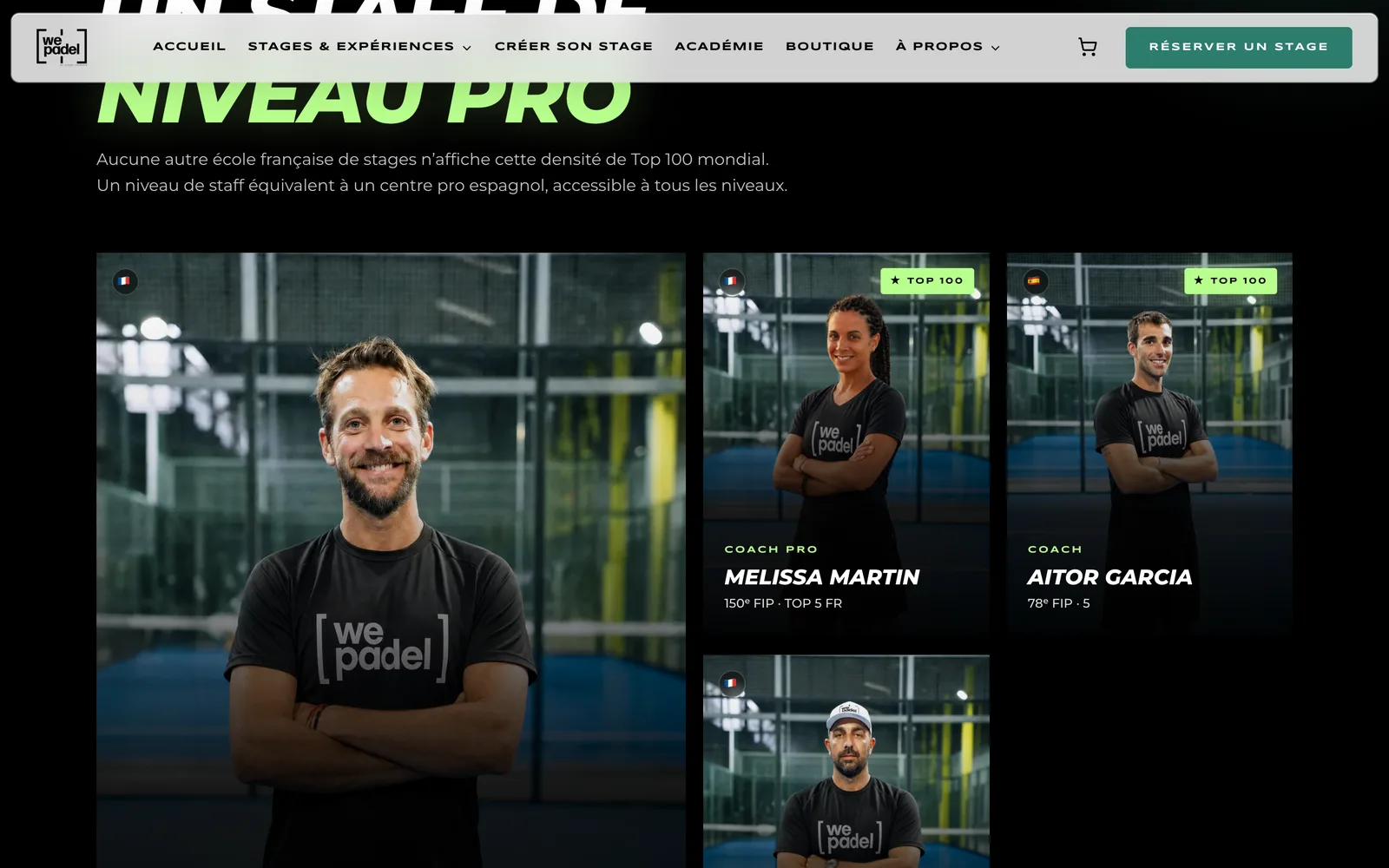 Le site WePadel en ligne